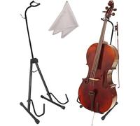 IRSTBL Support de violoncelle avec crochet pour archet - Trépied réglable et pliable pour violoncelle, guitare et basse droite - Cadre en métal robuste avec rembourrage en EVA - Comprend un chiffon de