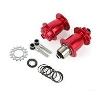 irt Jump Lot de moyeux de vélo 32H avec roue libre 16T à vitesse unique, pour moyeux à roulement scellé en alliage d'aluminium CNC, avant 100 mm et arrière 135 mm pour rayons 14G (rouge)
