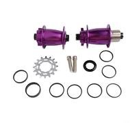 irt Jump Lot de moyeux de vélo 32H avec roue libre 16T à vitesse unique, pour moyeux à roulement scellé en alliage d'aluminium CNC, avant 100 mm et arrière 135 mm pour rayons 14G (violet)