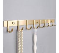 IRUGS Porte-manteau Doré, Aluminium, 8 Crochets, Montage Mural, Patère Murale, Chapeaux, Serviettes, Sacs À Main, Robes, Salle De Bain, Vestiaire, Chambre À Coucher (60.0cm)