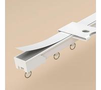 IRUGS Rail À Rideaux Double Usage Auto-adhésif Et Perforant, Rail De Rideau Incurvé, avec Rouleaux Silencieux, Coude, pour Salle De Bain, Placard, Armoire, Porte, Cuisine(White-A,85cm/2.79ft)