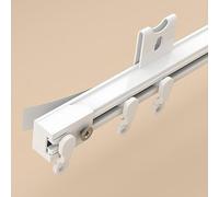 IRUGS Rail À Rideaux Double Usage Auto-adhésif Et Perforant, Rail De Rideau Incurvé, avec Rouleaux Silencieux, Coude, pour Salle De Bain, Placard, Armoire, Porte, Cuisine(White-B,85cm/2.79ft)