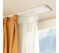 IRUGS Rail À Rideaux Ultra-Fin À 3 Voies, Rail De Rideau Plafond en Aluminium, Autocollant Ou À Percer, Glissement Silencieux, pour Chambre À Coucher, Salon, Cuisine(White-A,105cm/3.44ft)