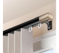 IRUGS Rail De Rideau Coulissants Robuste en Aluminium | 70-600 Cm | Système De Rails De Rideaux À Fixation Murale Ou Plafond | pour Rideaux De Fenêtres Et Séparateur De Pièce(Black-B,590cm/19.4ft)