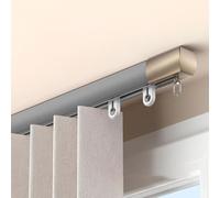 IRUGS Rail De Rideau Coulissants Robuste en Aluminium | 70-600 Cm | Système De Rails De Rideaux À Fixation Murale Ou Plafond | pour Rideaux De Fenêtres Et Séparateur De Pièce(Gray-A,590cm/19.4ft)