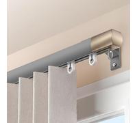 IRUGS Rail De Rideau Coulissants Robuste en Aluminium | 70-600 Cm | Système De Rails De Rideaux À Fixation Murale Ou Plafond | pour Rideaux De Fenêtres Et Séparateur De Pièce(Gray-B,590cm/19.4ft)