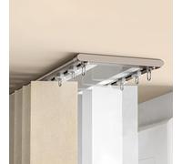 IRUGS Rail De Rideau Double Silencieux, Rails De Rideaux Plafond en Aluminium,Tringle À Rideau Panneau, pour Fenetre Balcons Chambres, Facile À Installer(Champagne,290cm/9.5ft)