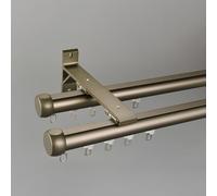 IRUGS Rail De Rideau Double Silencieux - Tringle À Rideaux Robuste en Aluminium - Murale Ou Plafond - Glissement Fluide - pour Chambre, Salon, Cuisine - Facile À Installer(Champagne-B,550cm/18.0ft)