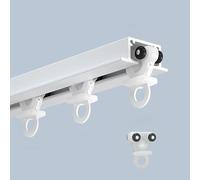 IRUGS Rail De Rideau Encastré Au Plafond, Rails A Rideaux Silencieux Et Invisible Pré-installé, Système De Rails Coulissants pour Rideaux, pour Salon, Chambre, Douche(Blanc,145cm/4.75ft)