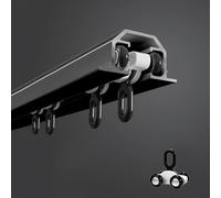 IRUGS Rail De Rideau Encastré, Rails De Plafond Invisibles en Aluminium, Système De Tringle À Rideaux avec Rouleaux Silencieux, Séparateur De Pièce pour Plus D'intimité(Noir,220cm/7.2ft)