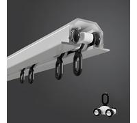 IRUGS Rail De Rideau Encastré, Rails De Plafond Invisibles en Aluminium, Système De Tringle À Rideaux avec Rouleaux Silencieux, Séparateur De Pièce pour Plus D'intimité(Blanc,180cm/5.9ft)