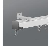 IRUGS Rail De Rideau Plafond en Aluminium 50cm-600cm, Muet Rail Rideau avec Rouleaux, Tringle Rideau Séparateur De Pièce, pour Séparation De Pièce, Salon(White-B,135cm/4.42ft)