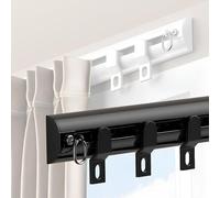 IRUGS Rail De Rideau Ultra-Fin, Rails pour Rideaux Coulissants en Aluminium avec Rouleaux Silencieux, Rails Et Raccords Montés Au Mur Ou Au Plafond(Black-B,120cm/3.94ft)