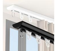 IRUGS Rail De Rideau Ultra-Fin, Rails pour Rideaux Coulissants en Aluminium avec Rouleaux Silencieux, Rails Et Raccords Montés Au Mur Ou Au Plafond(Black-A,450cm/14.8ft)