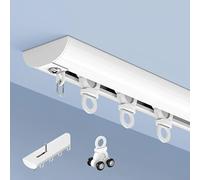 IRUGS Rail de Rideau Ultrafin - Rails pour Rideaux Coulissants en Aluminium Montage au Plafond et au Mur, pour Maison Chambre Fenêtre Salle de Bain Bureau(White-A,590cm/19.4ft)