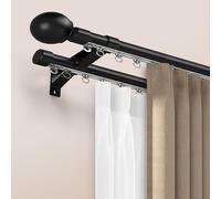 IRUGS Tringle À Rideau Mural Aluminium, 1 Voie À 2voies, Rails À Rideaux Robustes, Glissement Silencieux, pour Séparation De Pièce, Bureau, Salon, Chambre, Balcon(Black-B,590cm/19.4ft)