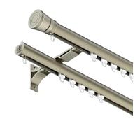 IRUGS Tringle À Rideaux avec Embouts Ronds Système De Rail De Rideau De Murale Rails pour Rideaux Coulissants en Aluminium pour Fenêtres Separation De Piece(Champagne-B,590cm/19.4ft)