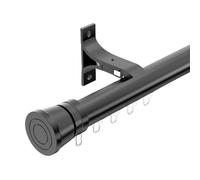 IRUGS Tringle À Rideaux avec Embouts Ronds Système De Rail De Rideau De Murale Rails pour Rideaux Coulissants en Aluminium pour Fenêtres Separation De Piece(Black-A,590cm/19.4ft)
