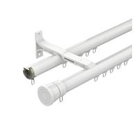 IRUGS Tringle À Rideaux avec Embouts Ronds Système De Rail De Rideau De Murale Rails pour Rideaux Coulissants en Aluminium pour Fenêtres Separation De Piece(White-B,590cm/19.4ft)