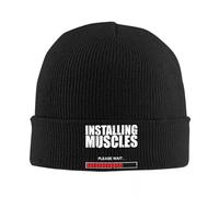 IRUHHGU Installation de Muscles s’il Vous plaît Attendre Chapeau tricoté pour Femmes Hommes Bonnet d’Hiver Chapeau Acrylique Bonnets Chauds