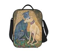 IRUHHGU Personnalisé Gustav Klimt Greyhound Dog Art Resuable Boîte à Lunch Box pour Femmes Whippet Sihthound Chien Glacière Thermique Nourriture Sac à Lunch Isolé