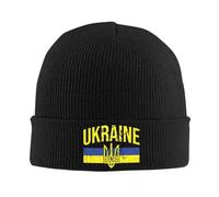 IRUHHGU Symbole de l’Ukraine Casquettes tricotées Femmes Hommes Skullies Bonnet Automne Hiver Chapeau Acrylique Ukrainien Trident Bonnet Chaud
