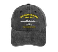 IRURYSHH USS Nathan James DDG 151 emblème Naval avec Navire et la Lance de la Marine Texte lavé Casquette de Baseball
