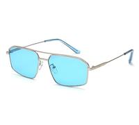 IRUS Lunettes de soleil | 100 % protégées contre les UV | Solide | Pleine jante | Rectangulaire | Homme | L | Monture en alliage métallique mat léger | Verres en polycarbonate bleu