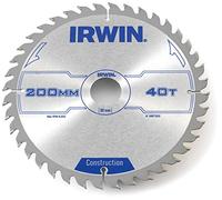 Irwin IRW1897202 Lame de scie circulaire 40 dents avec denture renforcée à biseau alterné 200 x 30 mm