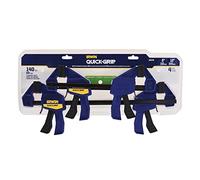 IRWIN Lot de 4 colliers de serrage à poignée rapide, à une main, mini, 15,2 cm (2), 30,5 cm (2), bleu, jaune