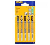 Irwin T101D Lame de scie sauteuse 100 mm 6 TPI, 5 pièces à affûtage latéral pour bois, queue en T, 10504222