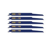 IRWIN Tools Reciprocating Saw Blade, Wood- and Nail-Embedded Wood-Cutting, 9-Inch 6 TPI, 5 Pack (372956P5)