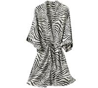 IRYZE Robe de Chambre Pyjama En Mousseline De Soie Pour Femmes, Imprimé Zèbre, Kimono, Chemise De Nuit, Vêtements De Nuit, Peignoir Peignoir de Bain (Color : A, Size : M)