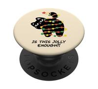is This Jolly Enough Lumières de Noël Amusantes en Forme de Chat Noir PopSockets PopGrip Adhésif