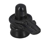 IS4A Shiva Lingam Shiv Ling Idole Murti Shivling en marbre Noir Taille S