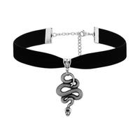 IS4U Collier ras du cou gothique vintage en cristal rouge avec pendentif serpent en velours noir pour femme, Zinc, Cristal