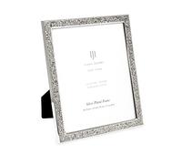 Isaac Jacobs Cadre photo en métal argenté pailleté (vertical et horizontal), avec chevalet en tissu noir, montage mural, fabriqué pour table, comptoir, étagère et bureau (20,3 x 25,4 cm, paillettes argentées)