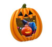 Isaac Jacobs Cadre photo Halloween Jack O Lantern 10,2 x 10,2 cm, cadre photo en forme de citrouille pour Halloween (10,2 x 10,2 cm, orange)