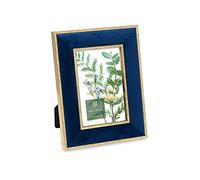Isaac Jacobs Cadre photo horizontal et vertical en velours avec double bordure dorée métallisée, pour table et décoration murale, pour la maison et le bureau (10,2 x 15,2 cm, bleu marine avec doré)