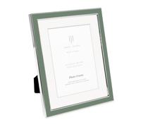 Isaac Jacobs Cadre photo mat en émail vert romarin avec bord en métal argenté et chevalet, décoration murale, galerie de photos, (17,8 x 22,9 cm (passe-partout 12,7 x 17,8 cm), vert romarin avec