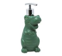 Isaac Jacobs Green Ceramic Dinosaur, Liquid Soap Pump/Lotion Dispenser with Chrome Metal Pump (Holds Up to 12 Oz.) - Great for Bathroom, Kitchen Countertop, Bath Accessory (Green)