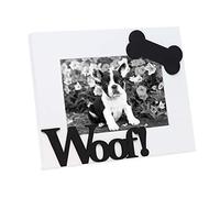 ISAAC Jacobs Wood Sentiments Cadre photo, 10,2 x 15,2 cm Dog "Woof" 4x6 inch blanc