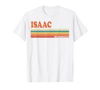 Isaac Rétro Personnalisé Prénom Vintage Rayures T-Shirt Graphique avec Valeur