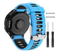 Isabake Bracelet de montre de rechange pour Garmin Forerunner 735XT/Approach S20 S5 S6 Bracelet en silicone souple avec boucle en métal compatible avec 735xt/220/230/235/620/630 bleu