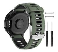 Isabake Bracelet de montre de rechange pour Garmin Forerunner 735XT/Approach S20 S5 S6 Bracelet en silicone souple avec boucle en métal compatible avec 735xt/220/230/235/620/630 vert militaire