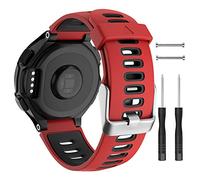 Isabake Bracelet de montre pour Garmin Forerunner 735XT Bracelet en silicone souple avec boucle en métal Taille réglable Compatible avec Garmin Forerunner 735xt/220/230/235/620/630 rouge/noir
