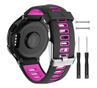 Isabake Bracelet de Montre pour Garmin Forerunner 735XT Bracelet en Silicone Souple avec Boucle en métal Taille réglable Compatible avec Garmin Forerunner 735xt/220/230/235/620/630 Rouge Rose/Noir