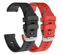 Isabake Bracelet de rechange en silicone souple pour Garmin Forerunner 245/245, 20 mm, confortable pour Vivoactive 3 Music Vívomove HR Forerunner 645 Music Fenix 6/Venu Sq (rouge et noir)