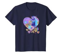 Isabel and River Fairy Moon Mascarade Ball Cœur T-Shirt, Enfant, Bleu Marine, 8 Ans