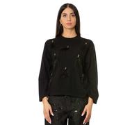 Isabelle Blanche - Maglia girocollo ricami - Femme - Pulls - Noir - Taille: 36 FR